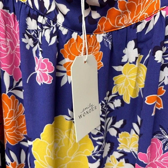 Vibrant Floral Mini Dress - Blue, Yellow, Pink, Orange - Picture 8 of 11